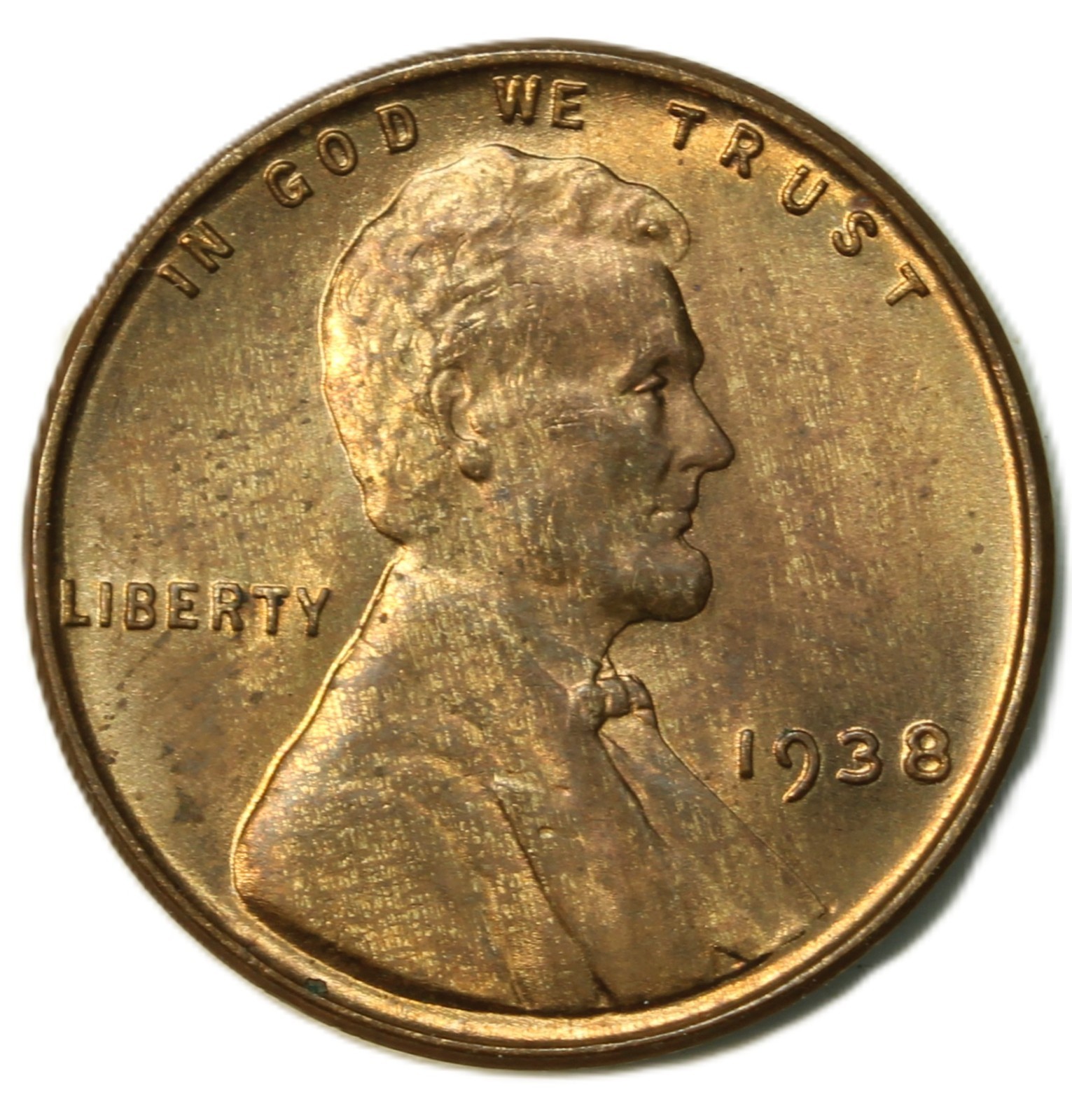 1938 Lincoln cent - Choice UNC RB- SMH 1206