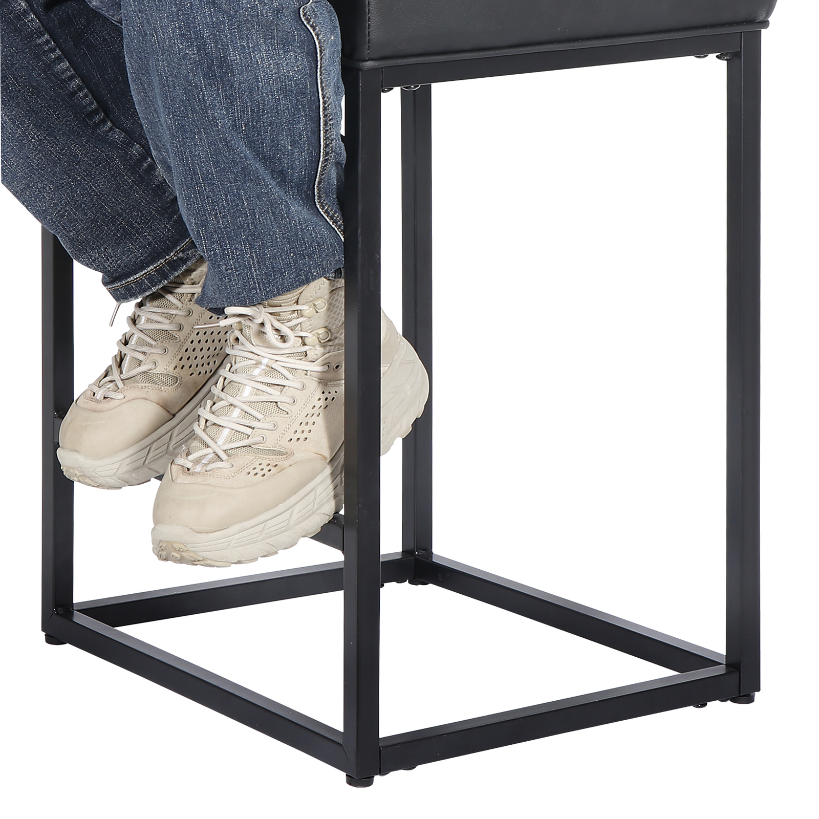2PCS Black Backless Bar Stools PU Leather Stools Sturdy 330LBS Capacity Home