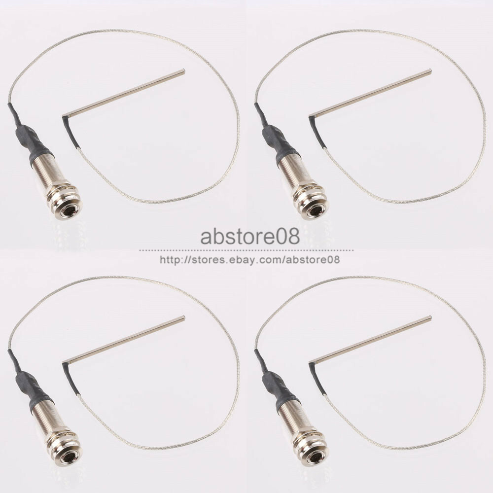 4PCS 6.35mm Mono End Pin Jack w/ Ceramic Piezo Pickup Under Salddle Guitar Part