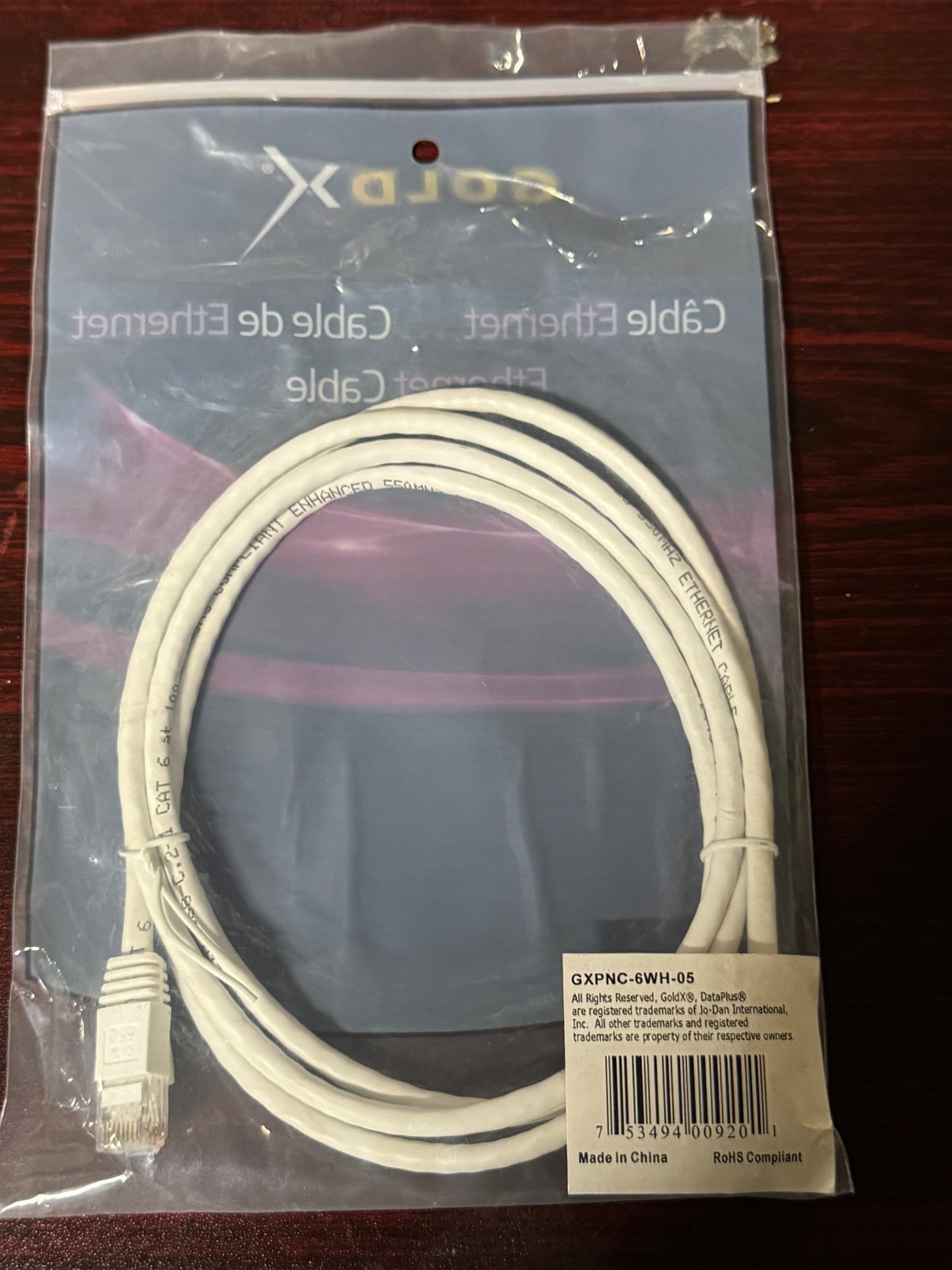 GoldX Cat 6 Ethernet Cable 5ft White RJ45 550MHz Network Patch Cable Sealed