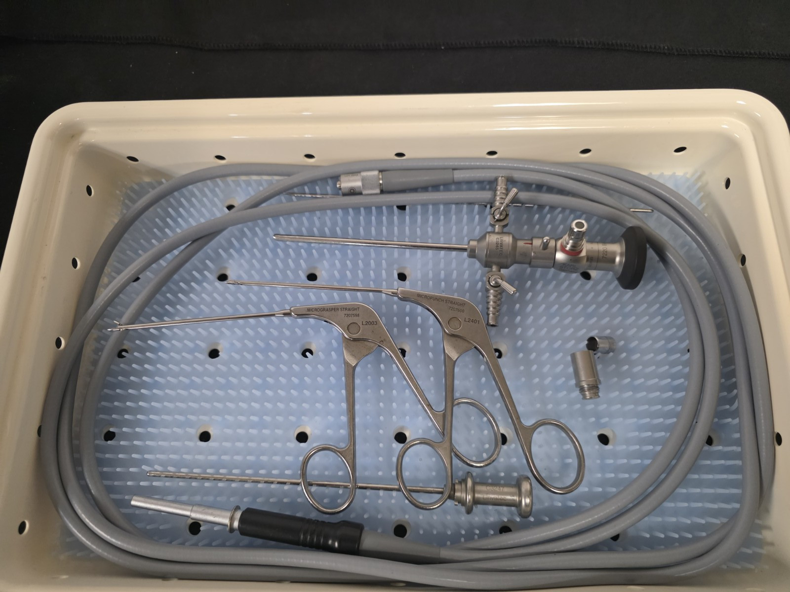 K. Storz Small Joint Arthroscopy 4x30° 7220BA Set w/ Tray & Light Cable