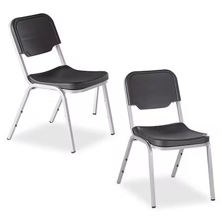 Iceberg 64111 Rough N Ready Stack Chair, Black Seat And Back, Charcoal Frame,