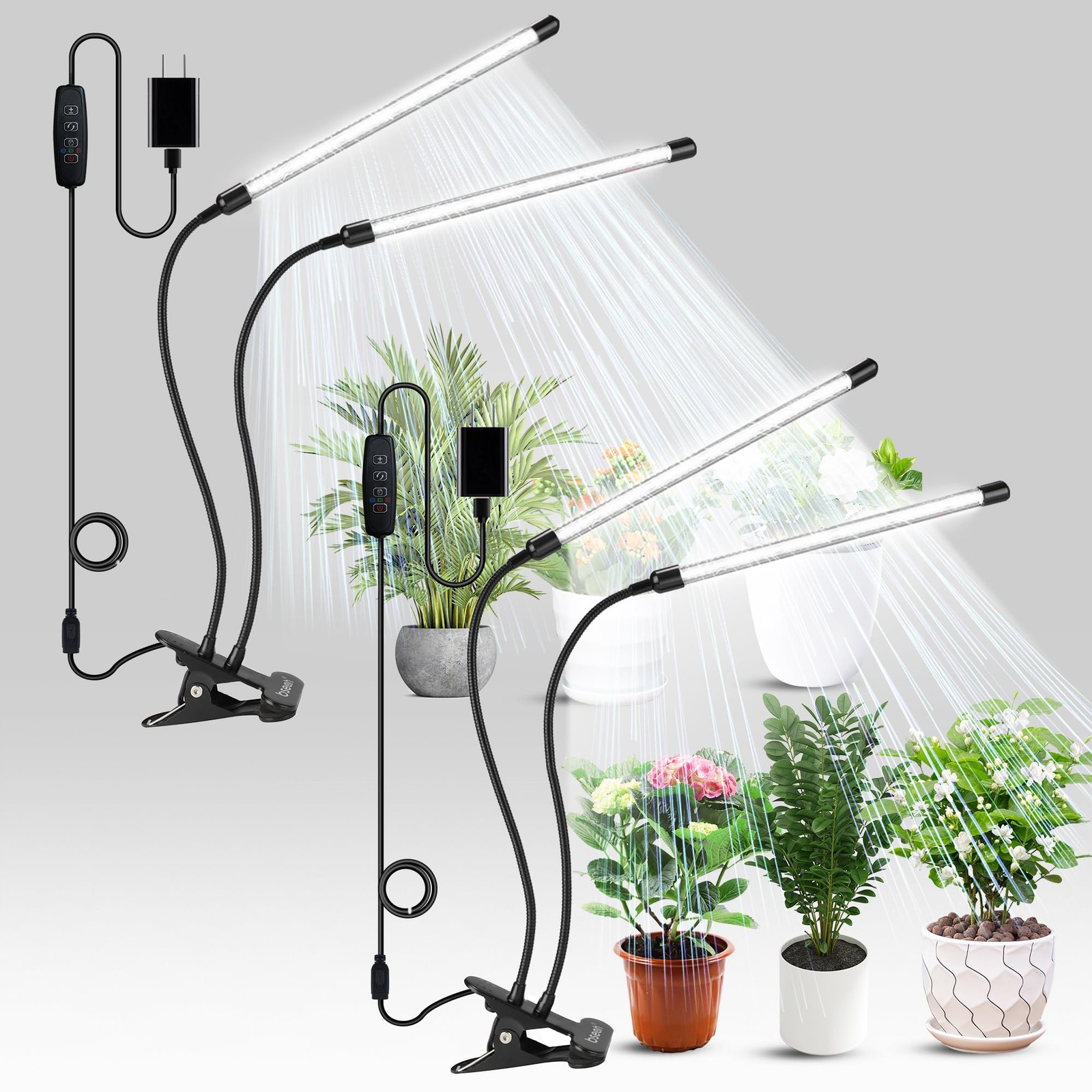 Plant Grow Light for Indoor Plants, Full Spectrum Indoor Grow Light 2 Head 2 ...