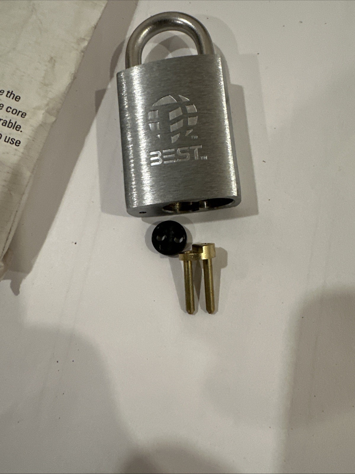 Best 11B72l Keyed Padlock, Coreless, Standard Shackle, Rectangular Brass Body,