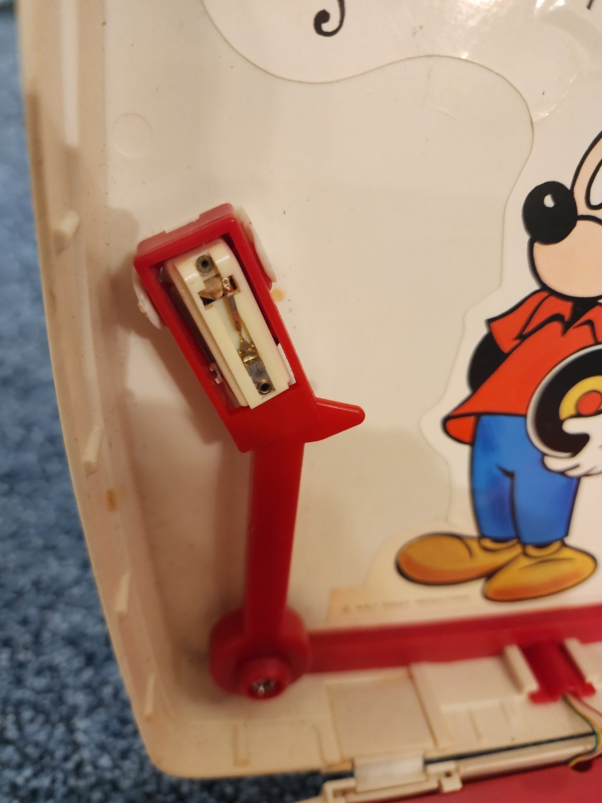 Mickey Mouse 80's 2Speed Solid State Phonograph Record Player With Working Motor