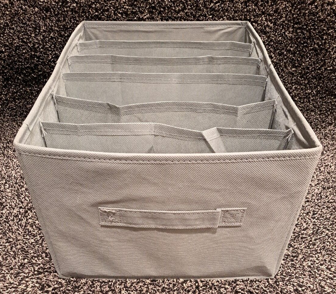 4Pk Foldable Bins - Fabric Divided Clothes Organizer, 6 Compartment