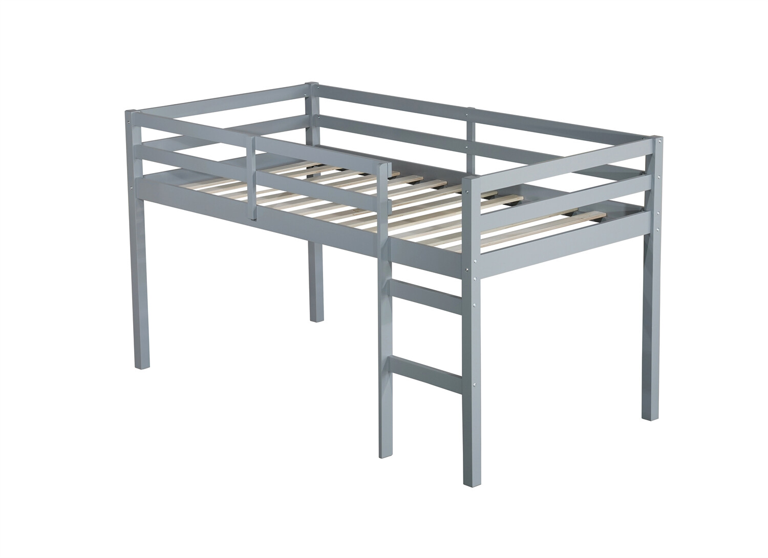 Twin Size Wood Loft Bed Frame Wood Bed Frame White/Grey/Espresso