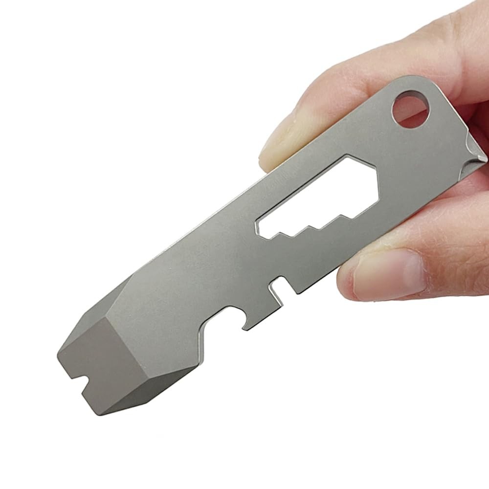 Titanium Mini EDC Keychain Pry Bar with Bottle Opener Portable Multi Outdoor ...