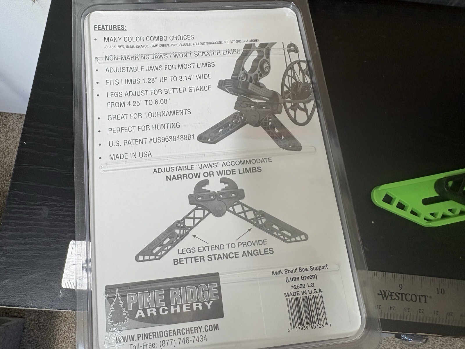 Pine Ridge Archery Kwik Stand Bow SUPPORT Kickstand-LIME GREEN
