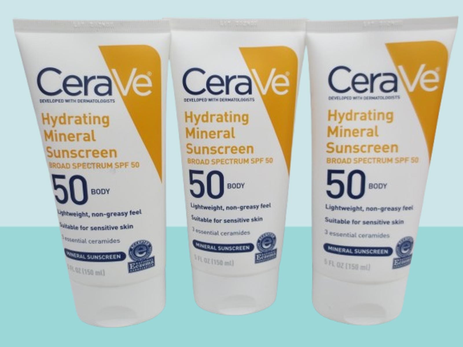 CERAVE HYDRATING MINERAL SUNSCREEN SPF 50 BODY 5 OZ NWOB EXP: 2028 LOT OF 3