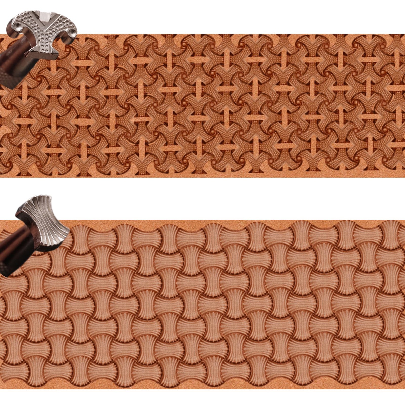 PANSHIYON Leather Stamps,2 Pack Professional 4.25 x 0.44 inches, Silver