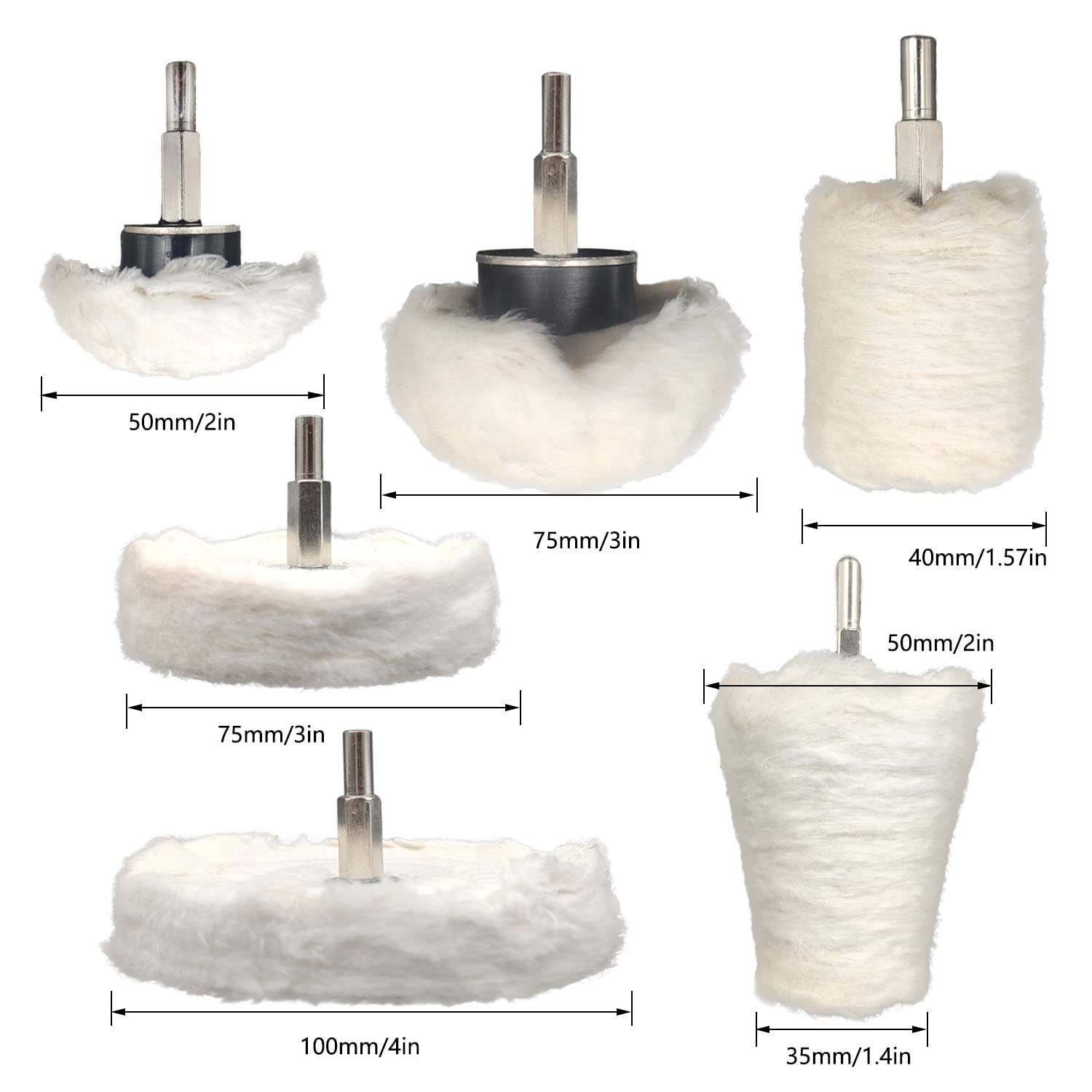 Professional Buffing Wheel Set - 6 Tools for Flawless Polishing on Any Surface