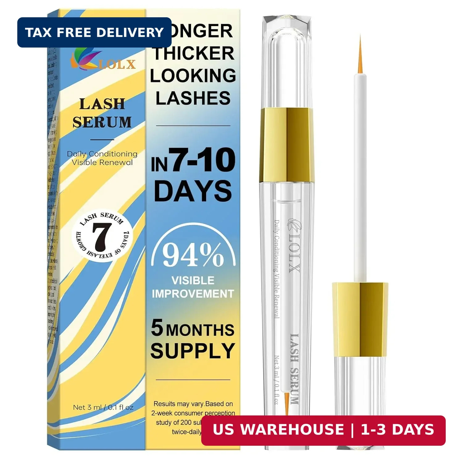 Lash Serum for Eyelash Growth, Peptide Infused Formula - Visible Results in 7 Da