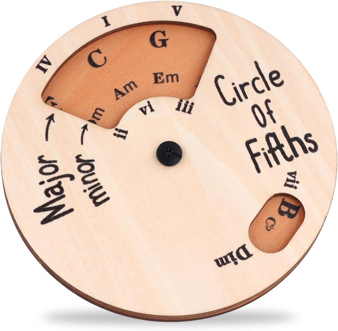 Wooden Chord Wheel for Musicians - Circle of Fifths Transpose Tool