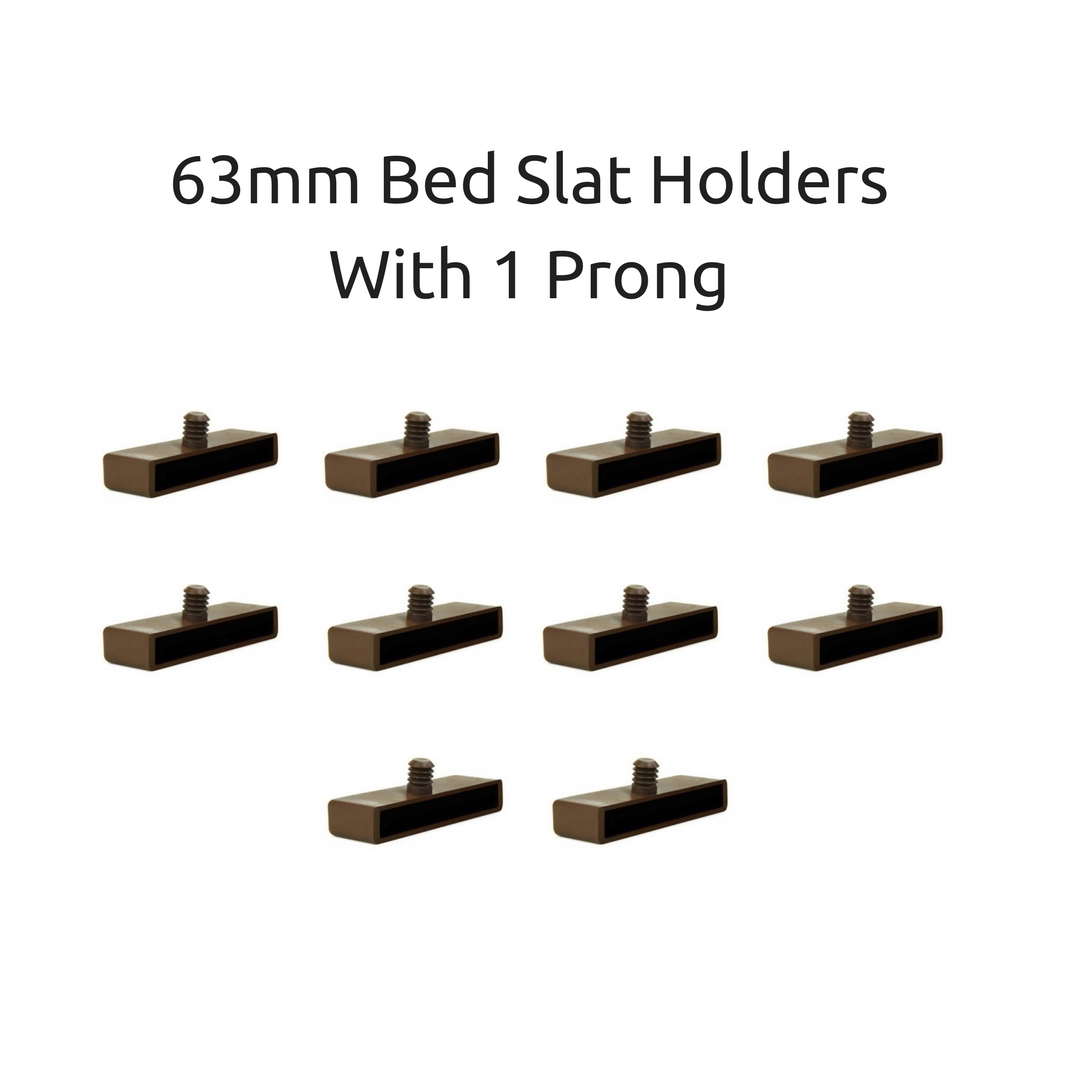 63mm Bed Slat Holders / Caps for Wooden Bed Frames 1 Prong / Peg - 10 Pieces