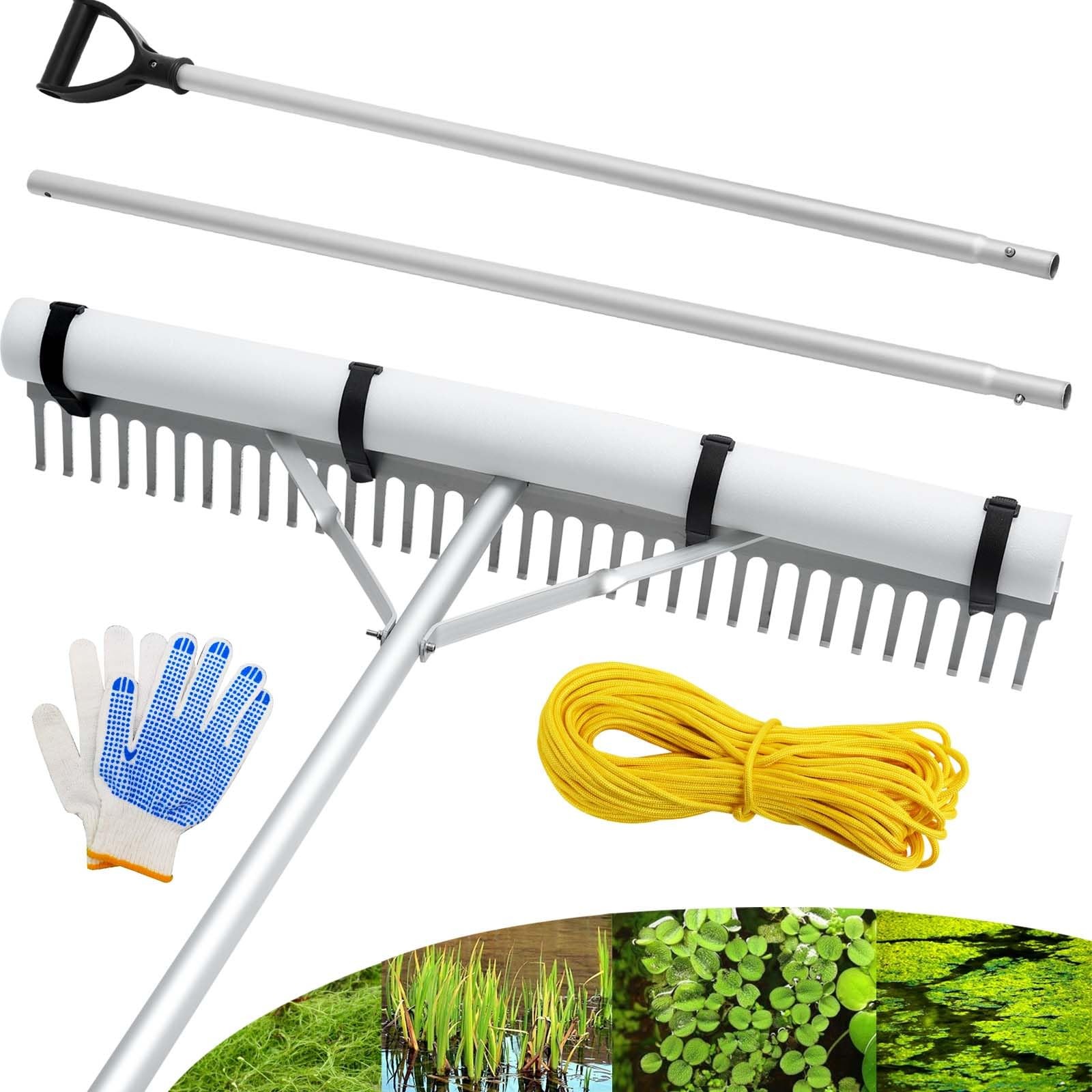 Floating Lake Rake, 36" Aluminum All Purpose Lake and Landscape Rake with 11'...