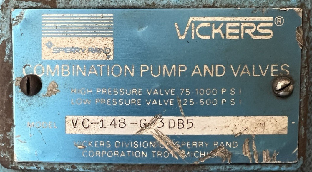 Vickers VC-148-G3DB5 Valve/ Vane Pump Quick Ship