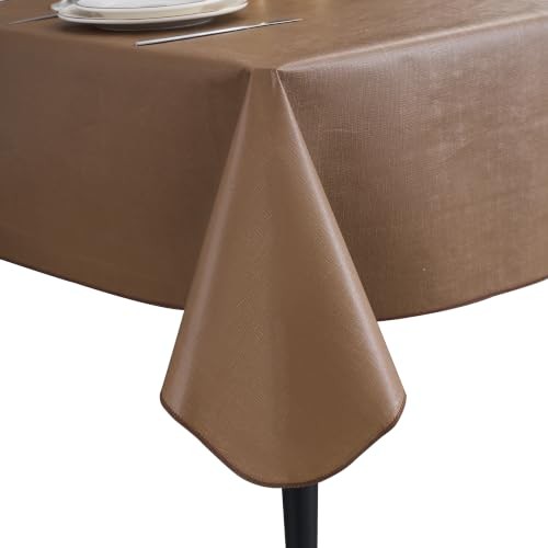 Elegant Rectangular Tablecloth, 100% Waterproof 70" x 52" (Rectangular) Brown