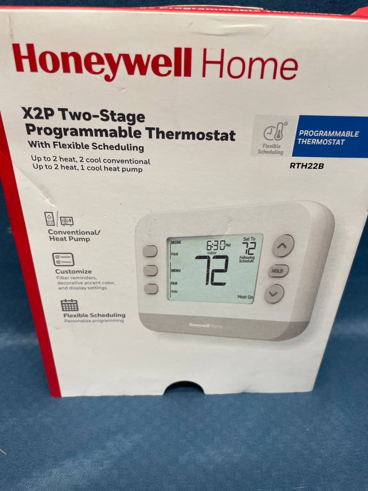 Honeywell Home X2P Two-Stage Programmable Thermostat Model RTH22B