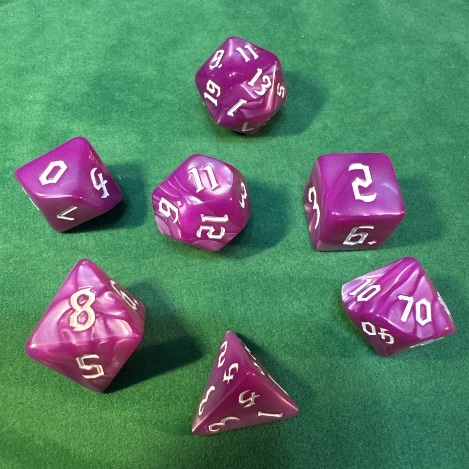 Magenta Marbled 7-piece Acrylic Dice Set - RPG DND 29
