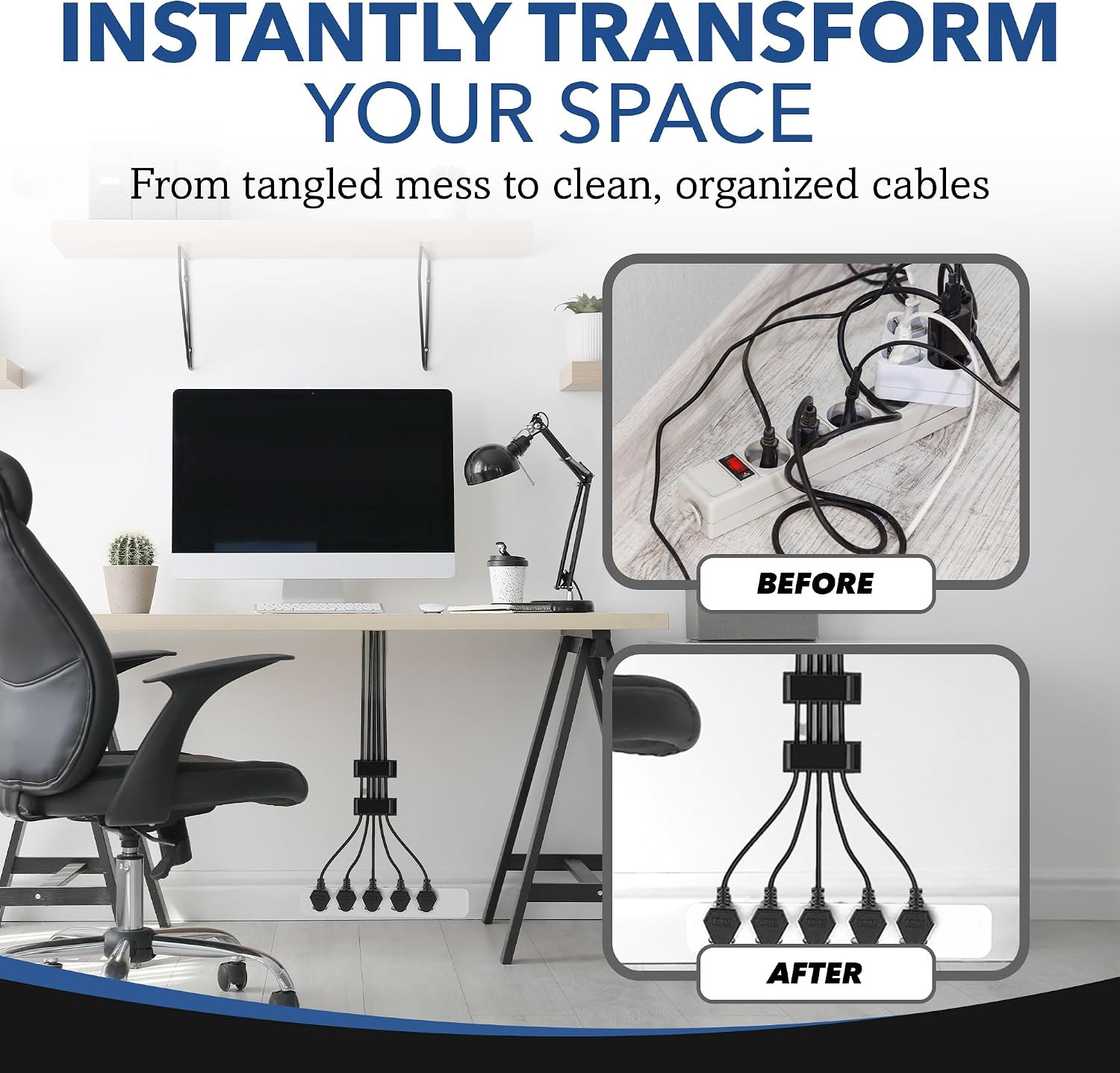 100 PCS Self Adhesive Cable Clips, Wire Organizer, Cable Management, Cord