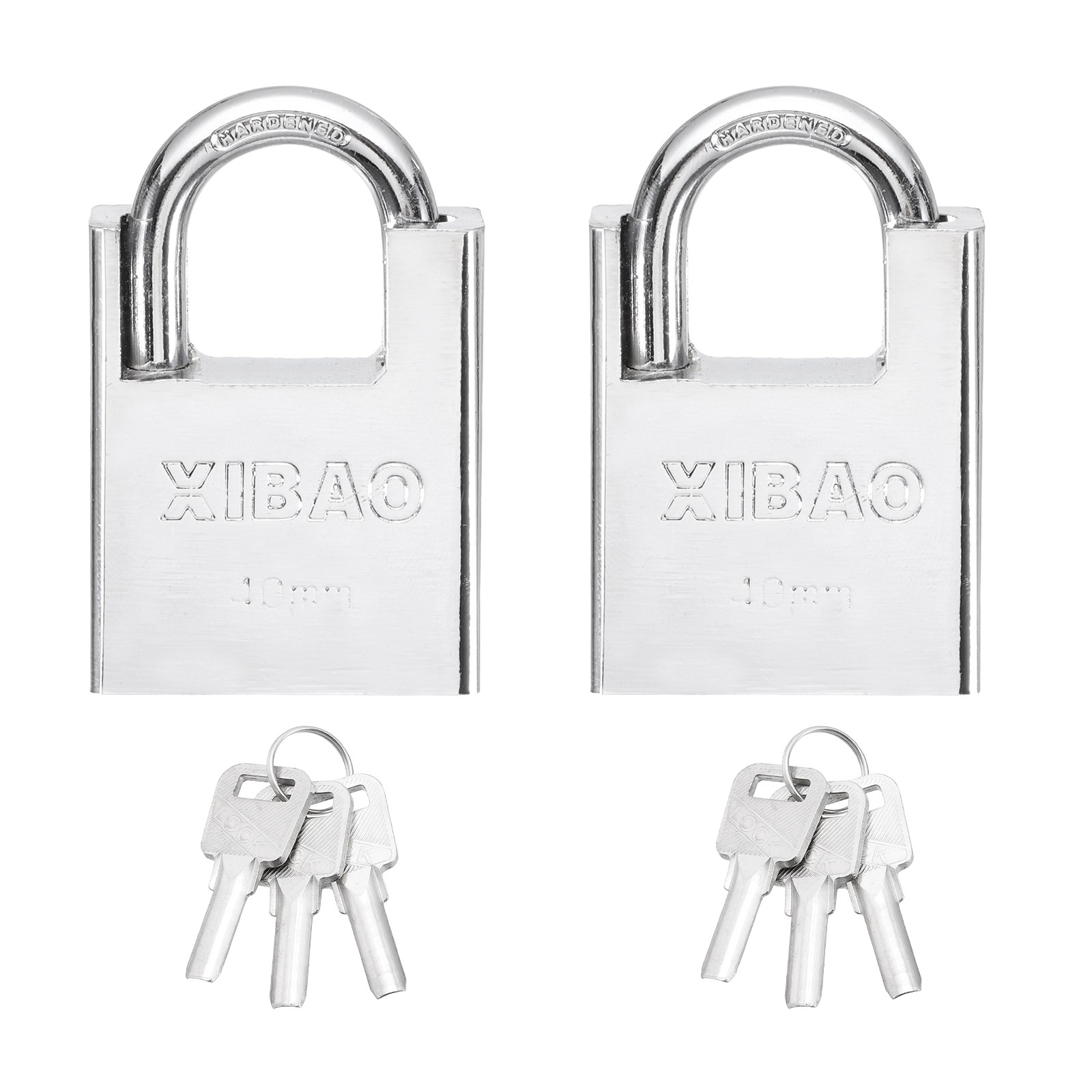 2Pcs High Security Steel Shrouded Padlock with 3 Key, Silver (1-9/16 Inch)