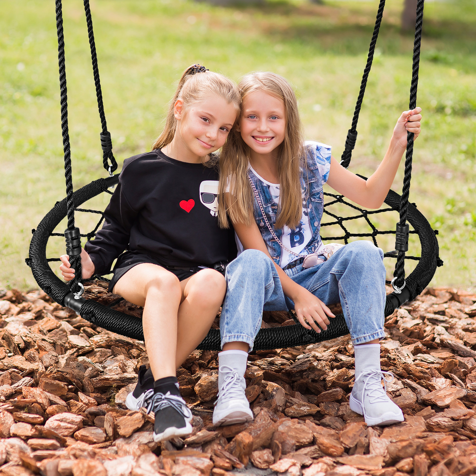 Large 40" Spider Web Tree Net Swing 100% Safe Nylon Rope Max 600 LBs EZ Setup