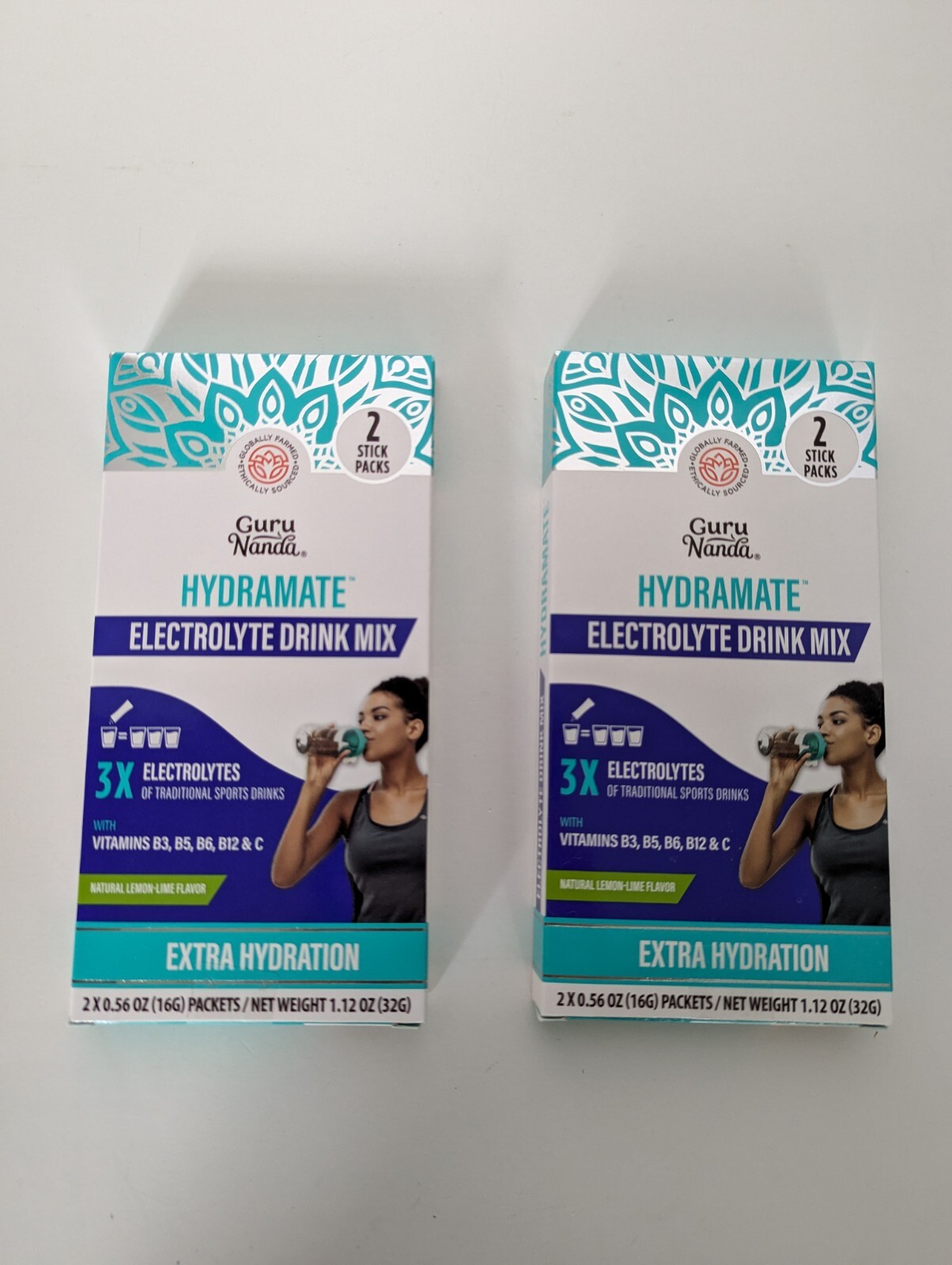 Guru Nanda Hydramate Electrolyte Drink Mix Lemon Lime 2pc Set