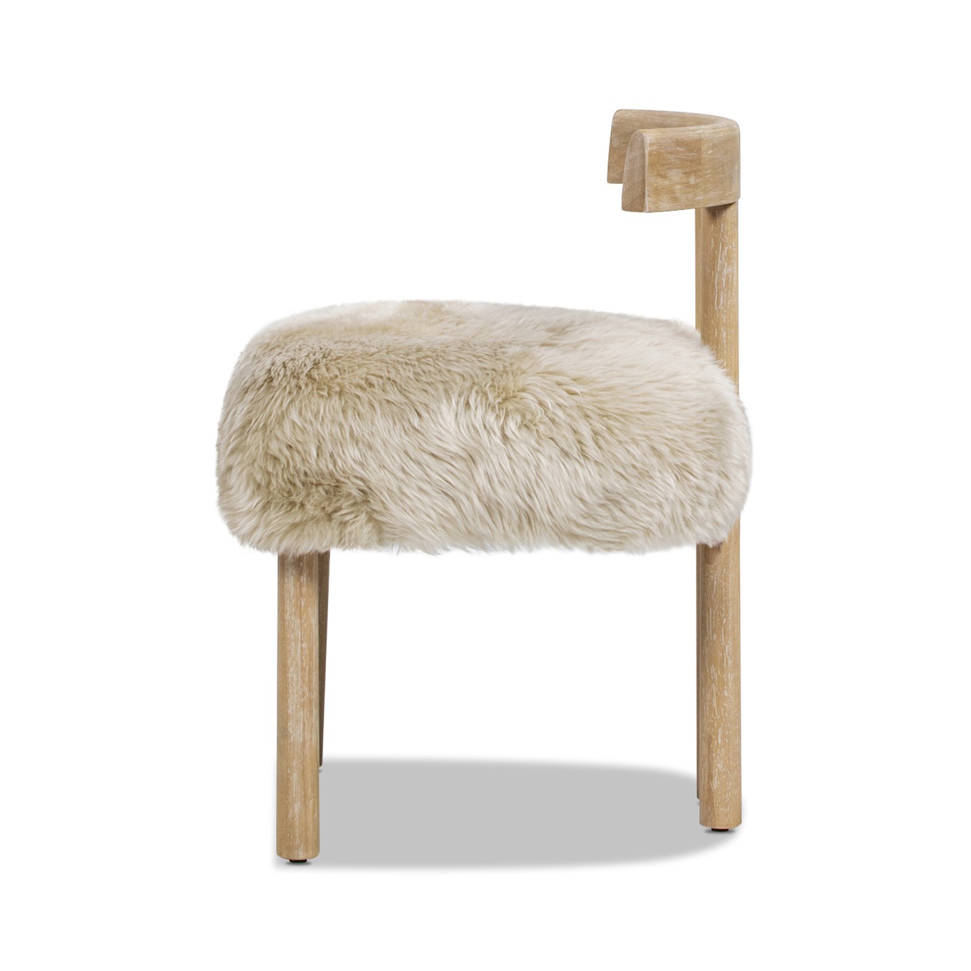 Arden 19.5" Genuine Sheepskin Fur Split Back Dining Chair Natural Blonde