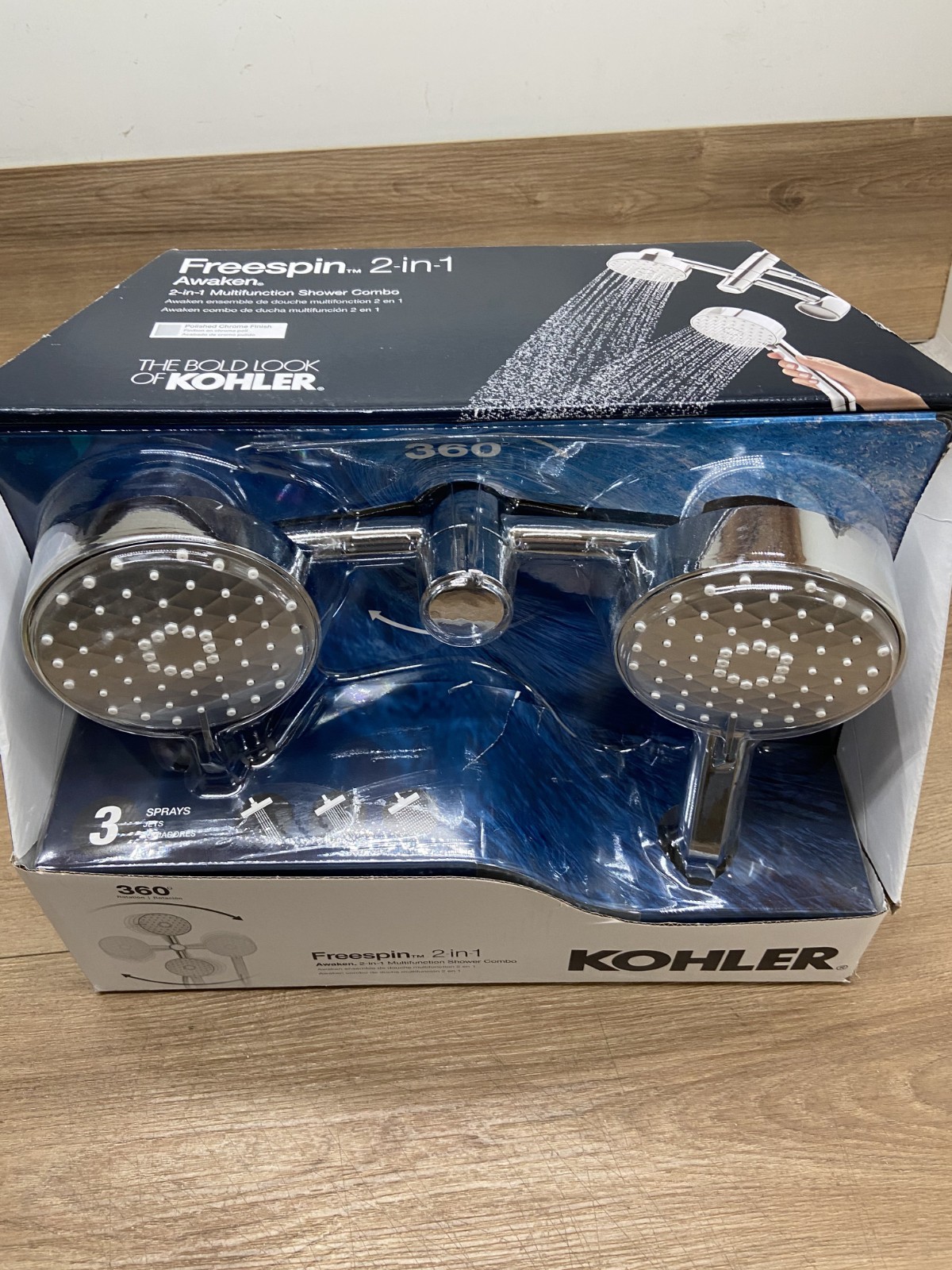 KOHLER 23218-CP Awaken FREESPIN 2 / 1 Multifunction Shower Combo-Polished Chrome