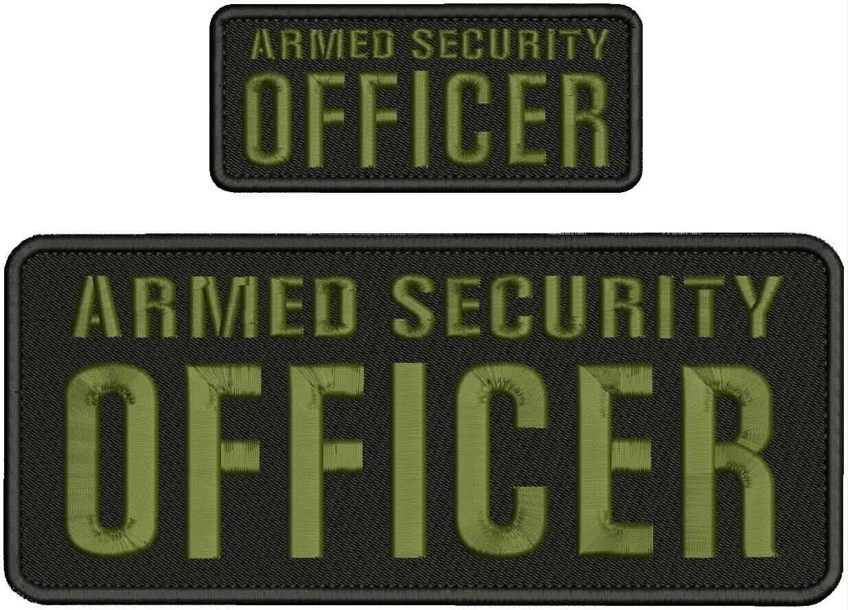 ARMEDSECURITY OFFICER embroidery patch 4x10 and 2x5 hook BLACK OD GREEN BLACK