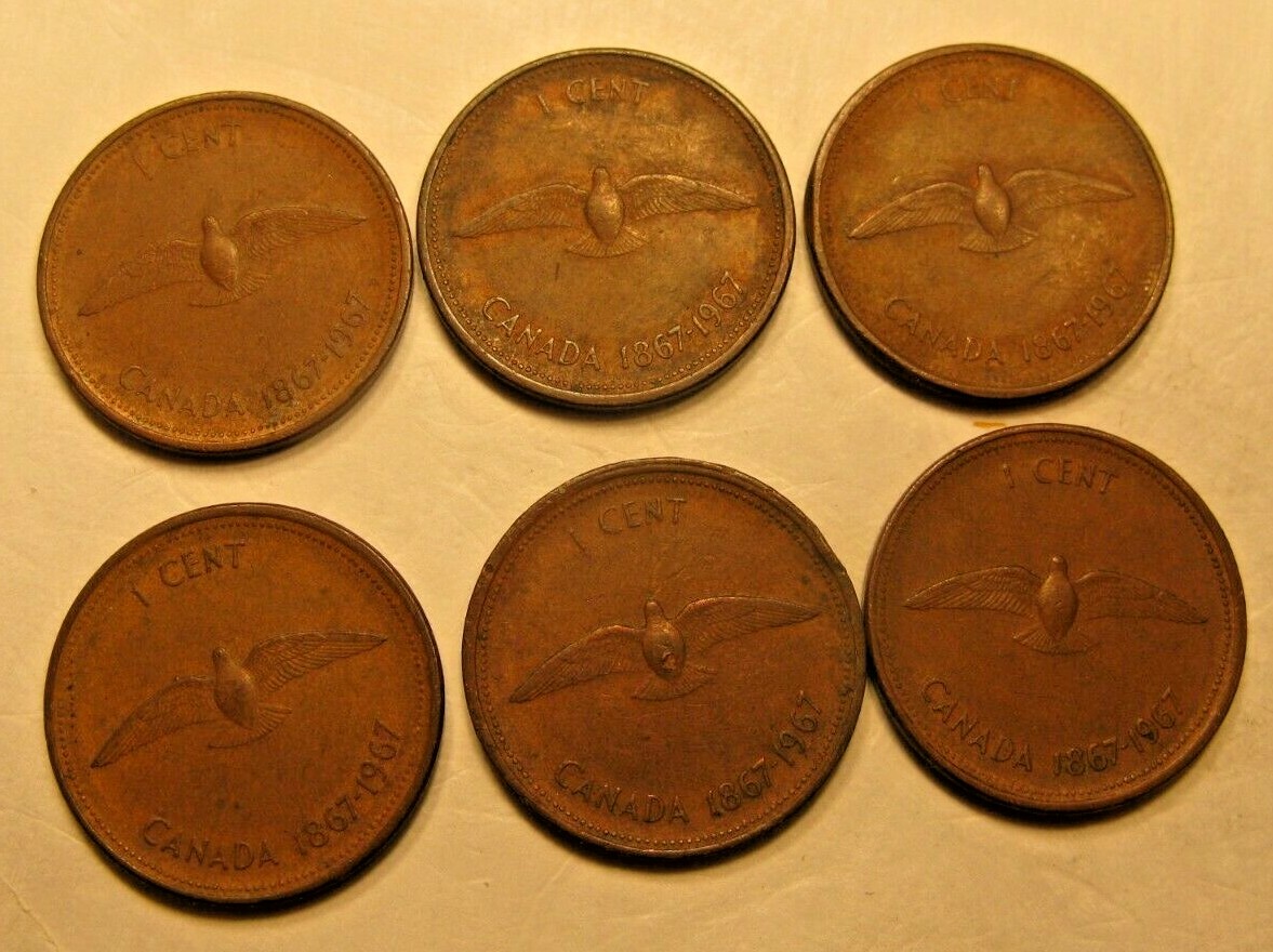 Lot of (6) Canada 1867-1967 Centennial 1c QE2.  (#5267)