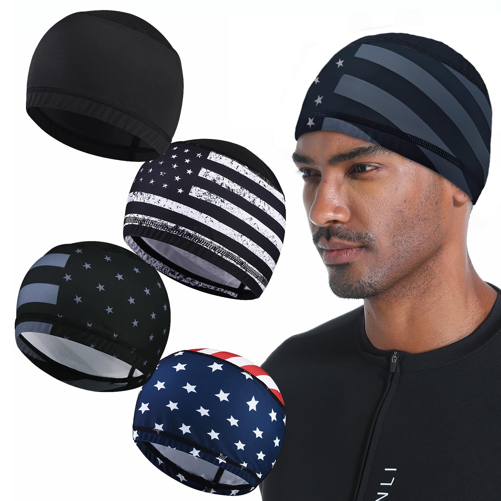 4PCS Cooling Skull Caps for Men, Hard Hat Liner One Size, 4pcs Classic Style