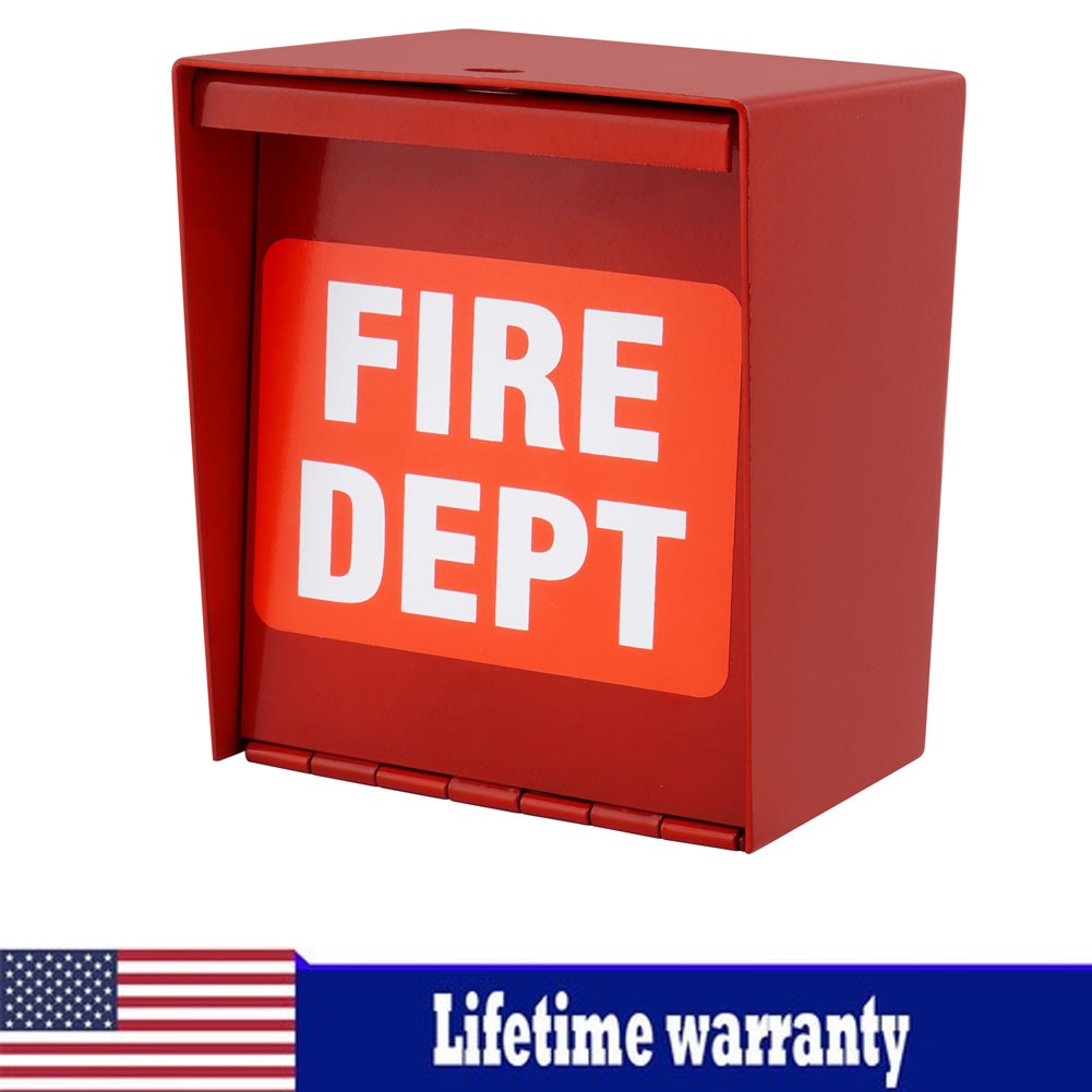 Fire Department Box With Lock Hole Red Heavy Duty Steel ‎Wall Mount Quick Safety