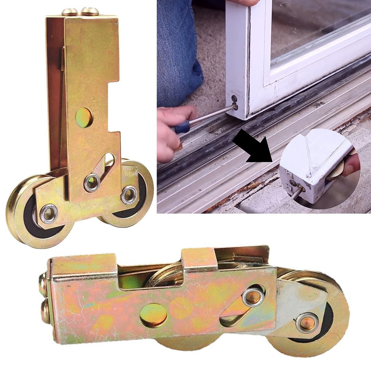 2 Pack Sliding Patio Door 1-1/4 Inch Tandem Roller Assembly, Steel Ball...