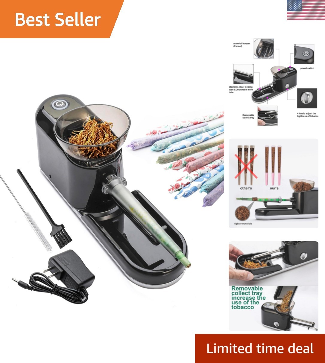 Electric Pre Roll Machine, Cones Rolling Machine for King Size, Portable Pre ...