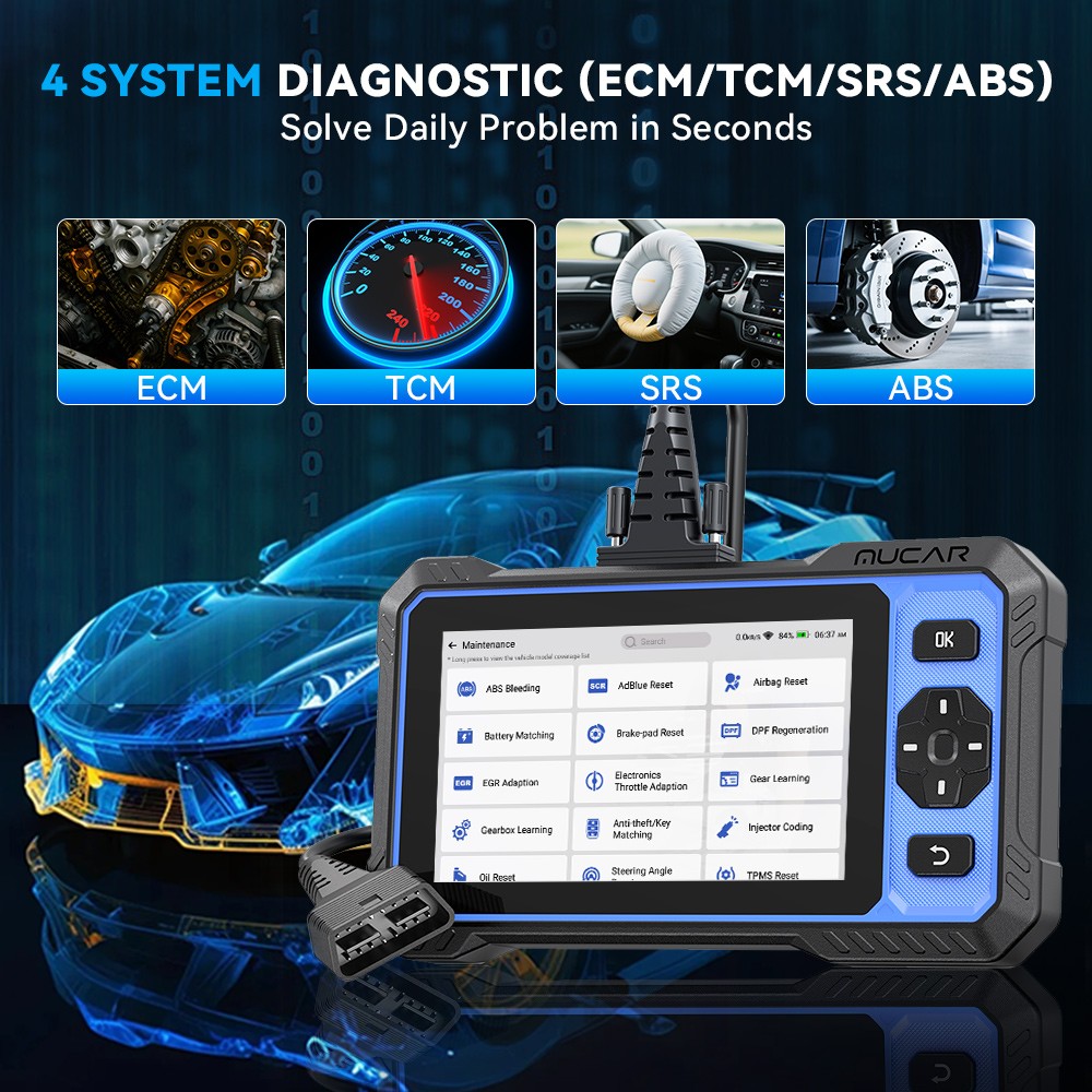 MUCAR 632 Engine ABS SRS SAS Bidirectional OBD2 Scanner Car Diagnostic Tool
