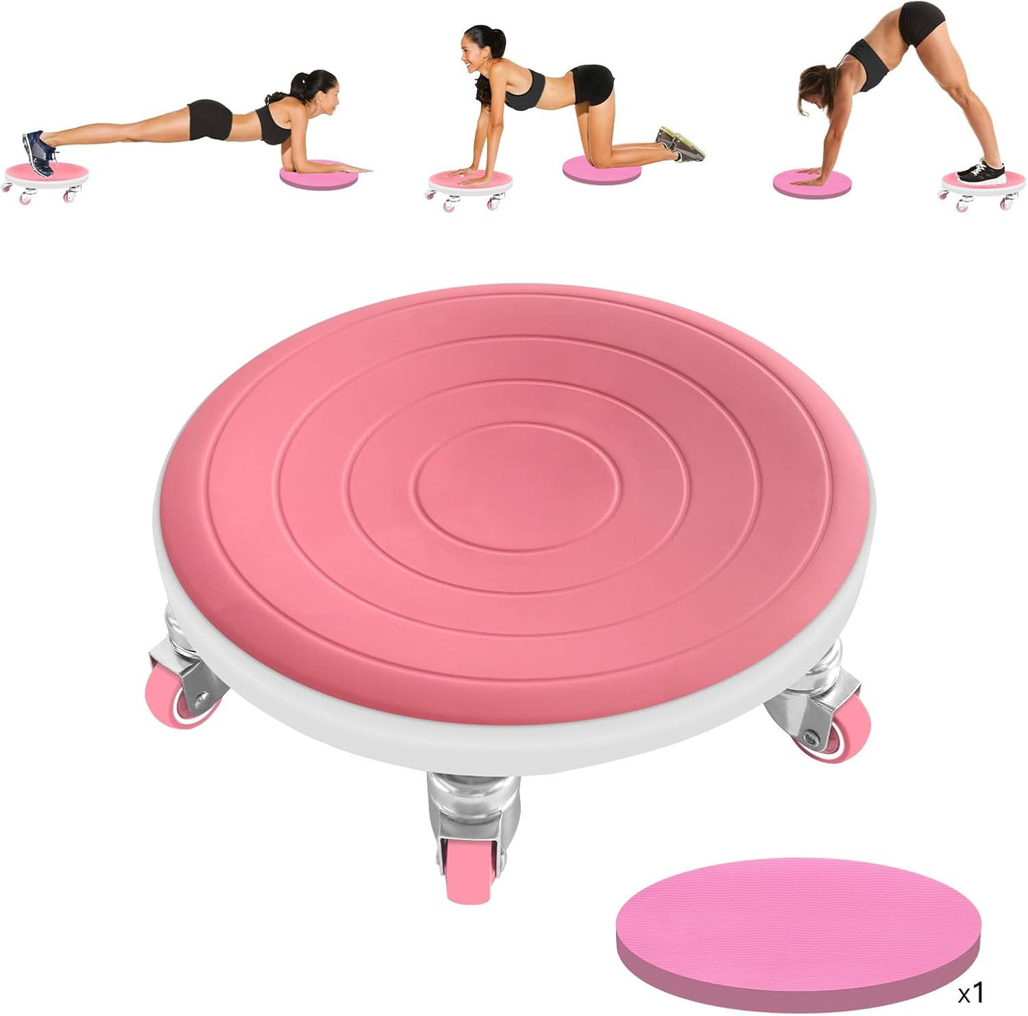 6 Caster Ab Roller, Ab Exercise Equipment with Knee Pads, Ab Roller Wheel for Co