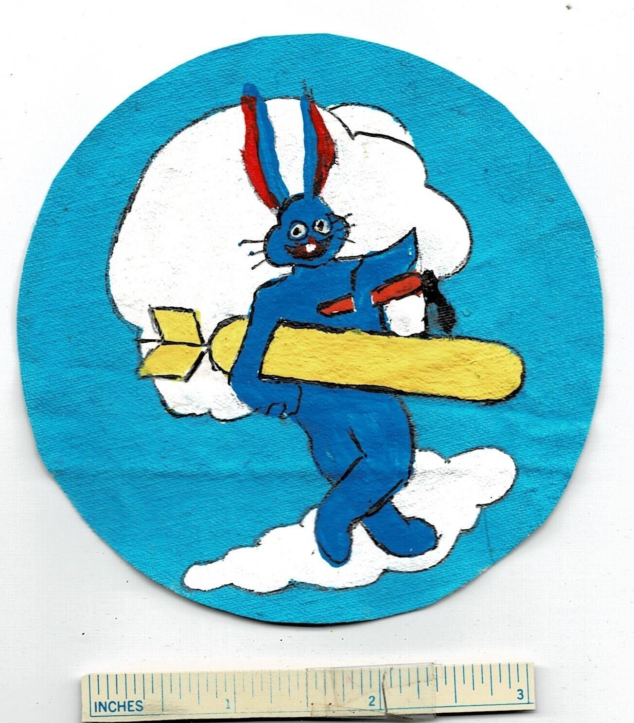 Repro WW2 BLUE BUNNY 324th Bomb Squadron - Paint on Canvas - USAAF US Patch Air