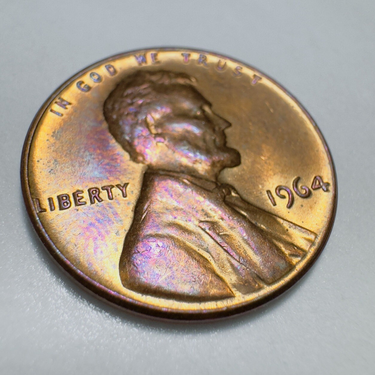 1964 Lincoln Penny Multi Error DDO DDR Strike Through Monster Toned AU Rare Coin