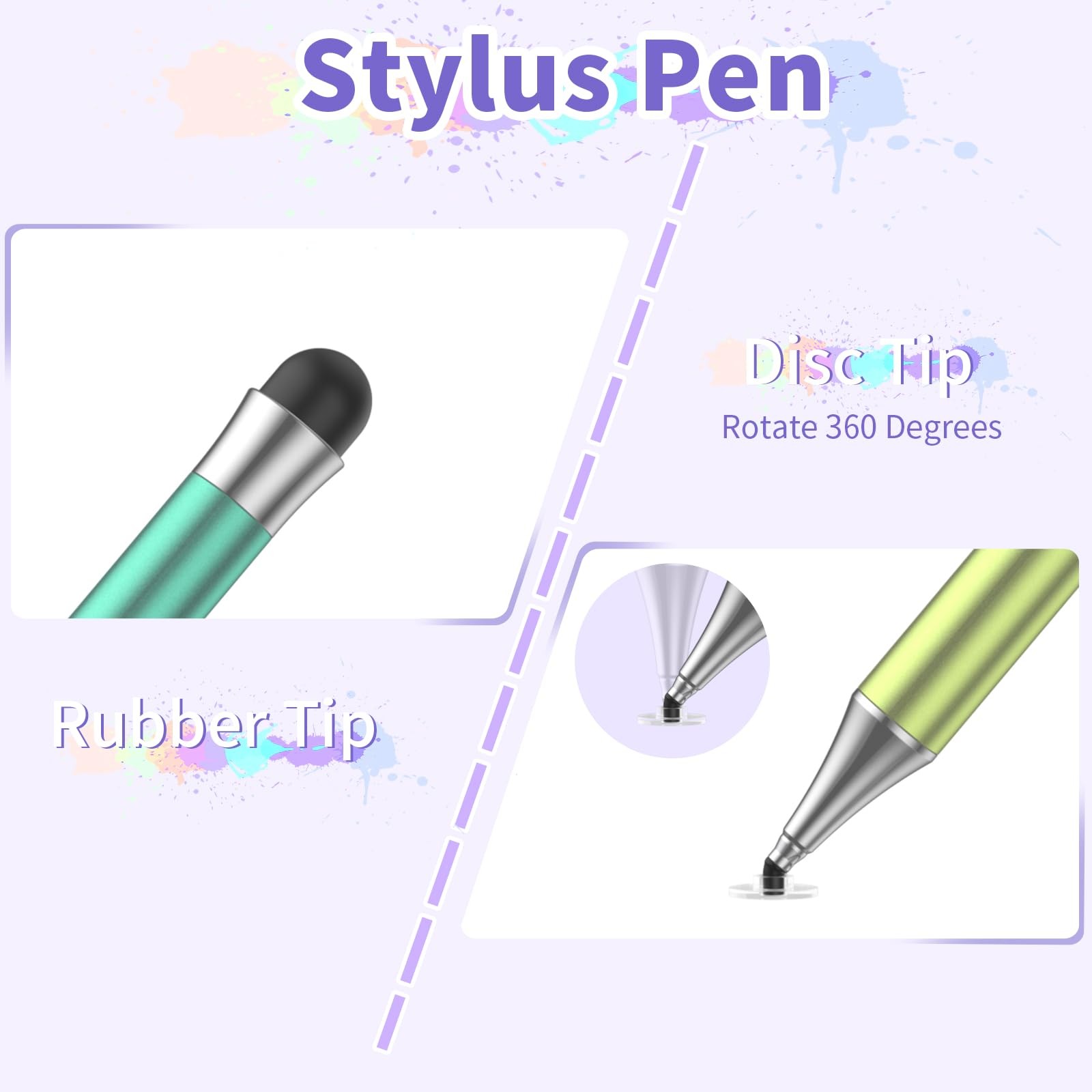 Stylus Pens for Touch Screens, Round Disk Tip Pen Corlorful-3pcs