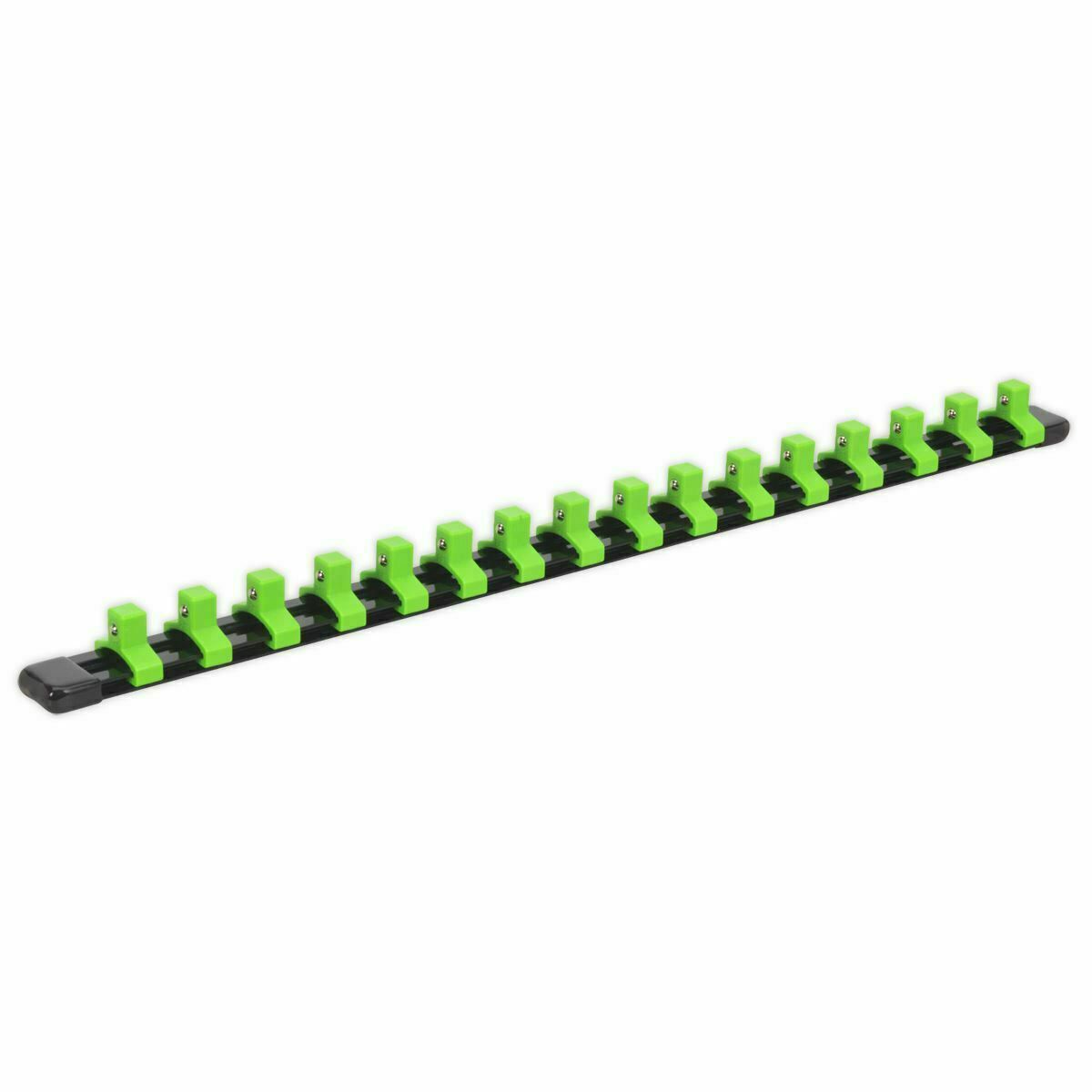 Sealey AK27054HV Socket Retaining Rail 16 Clips 1/2 Drive Black Hi Vis Green