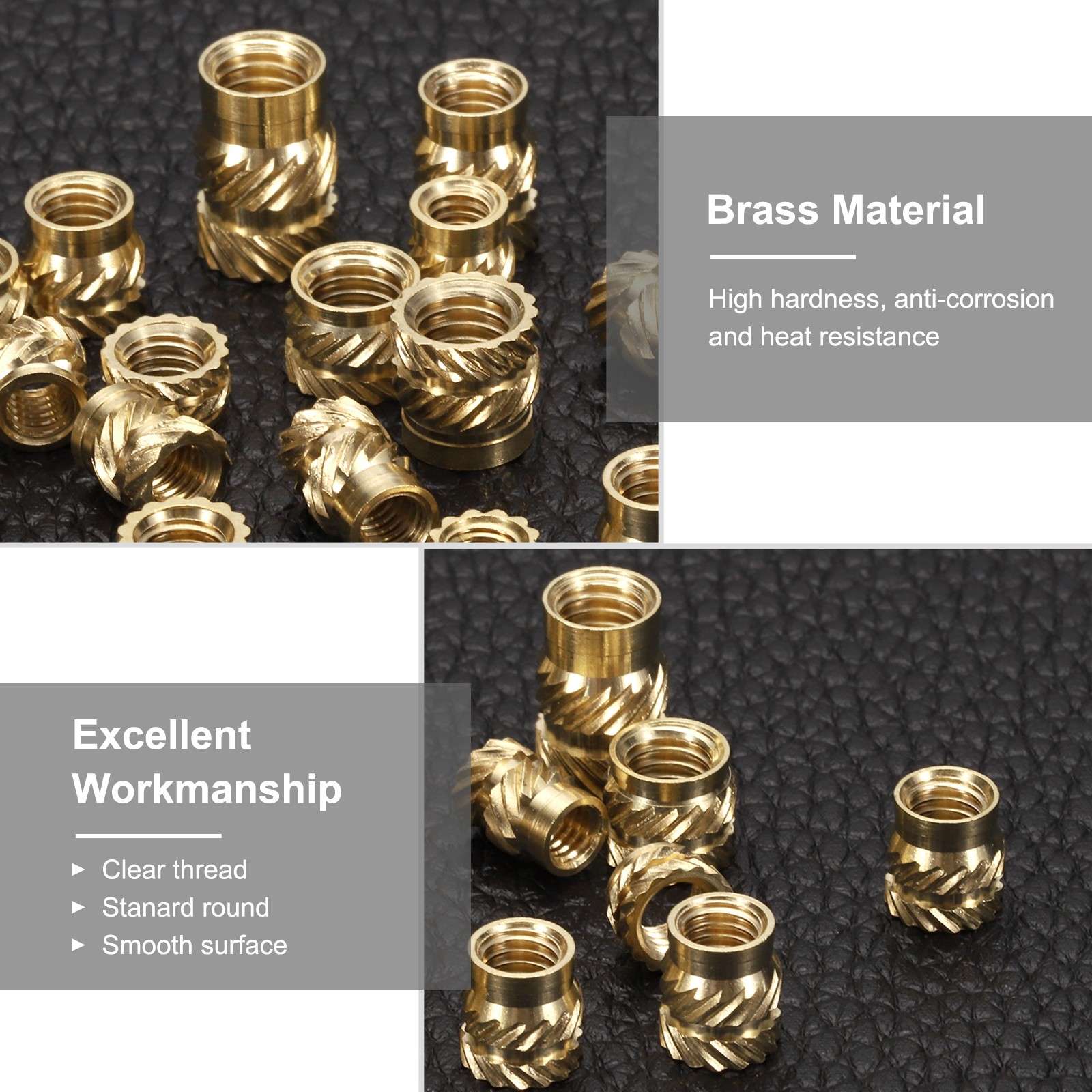 100pcs M5 Threaded Inserts Brass Heat Set Insert M5x7mm, OD 7mm Knurled Nuts