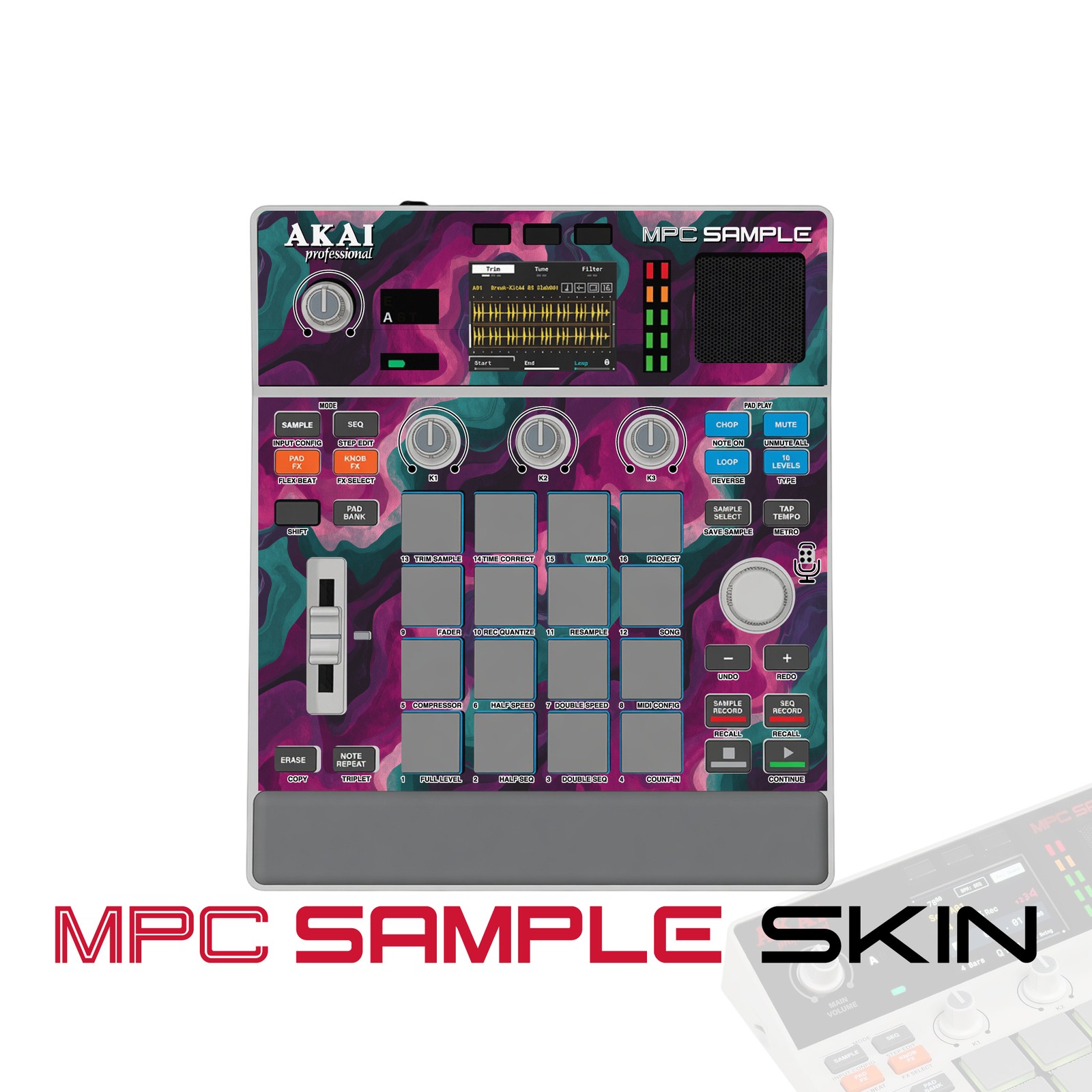 Akai MPC Sample Skin / Purple Teal Camo Flow