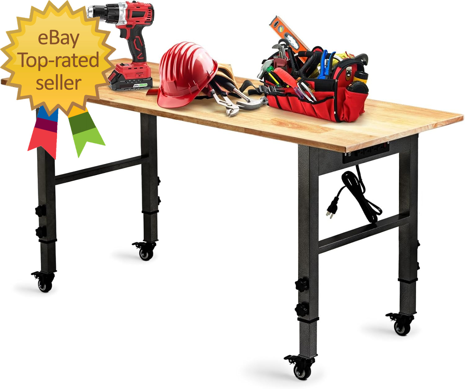 54.3 "Adjustable Workbench with Power Outlet Heavy Duty 2000 LBS Load Capacity
