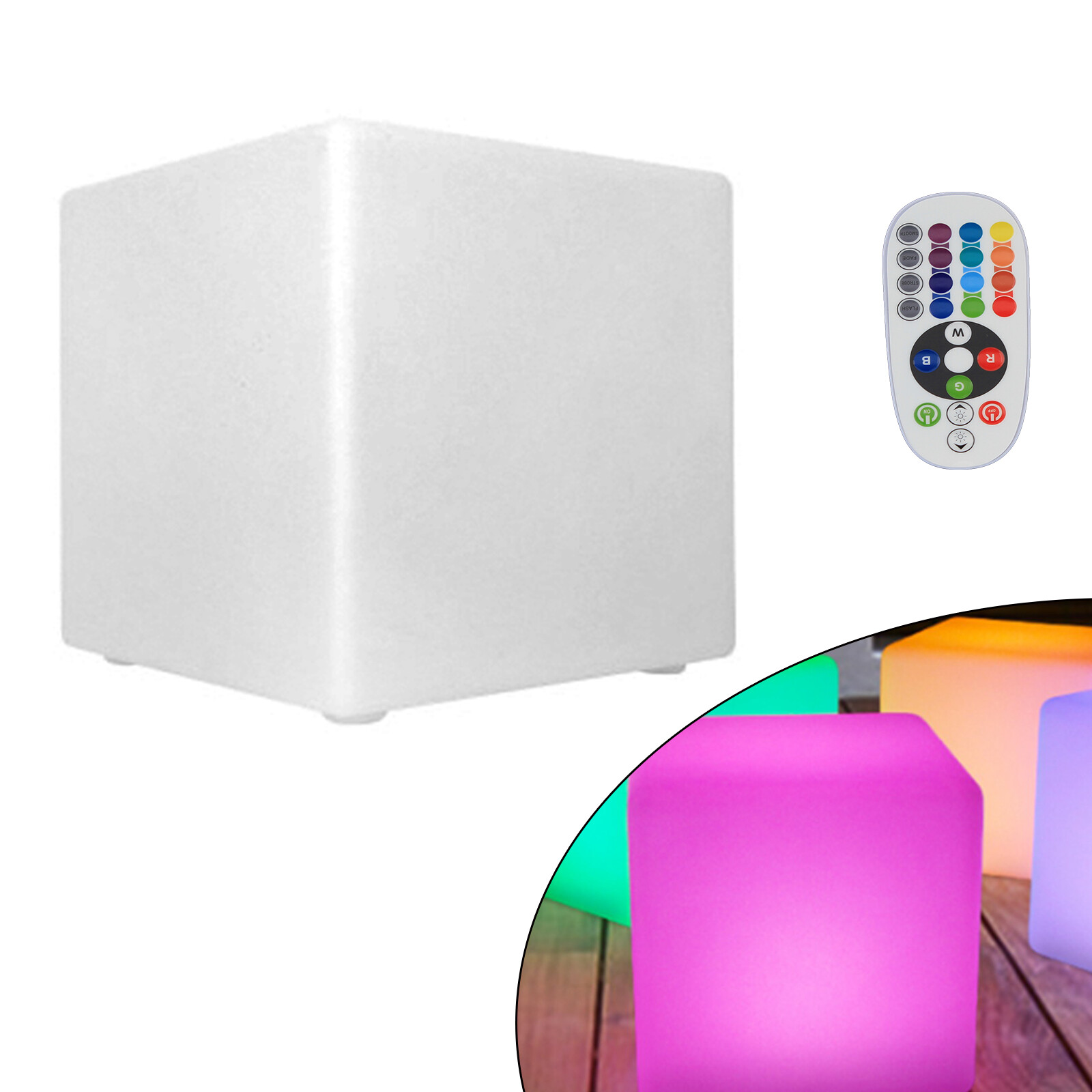 16" LED Light Cube Stools Chair With Remote Control RGB 16 Colors Rechargeable