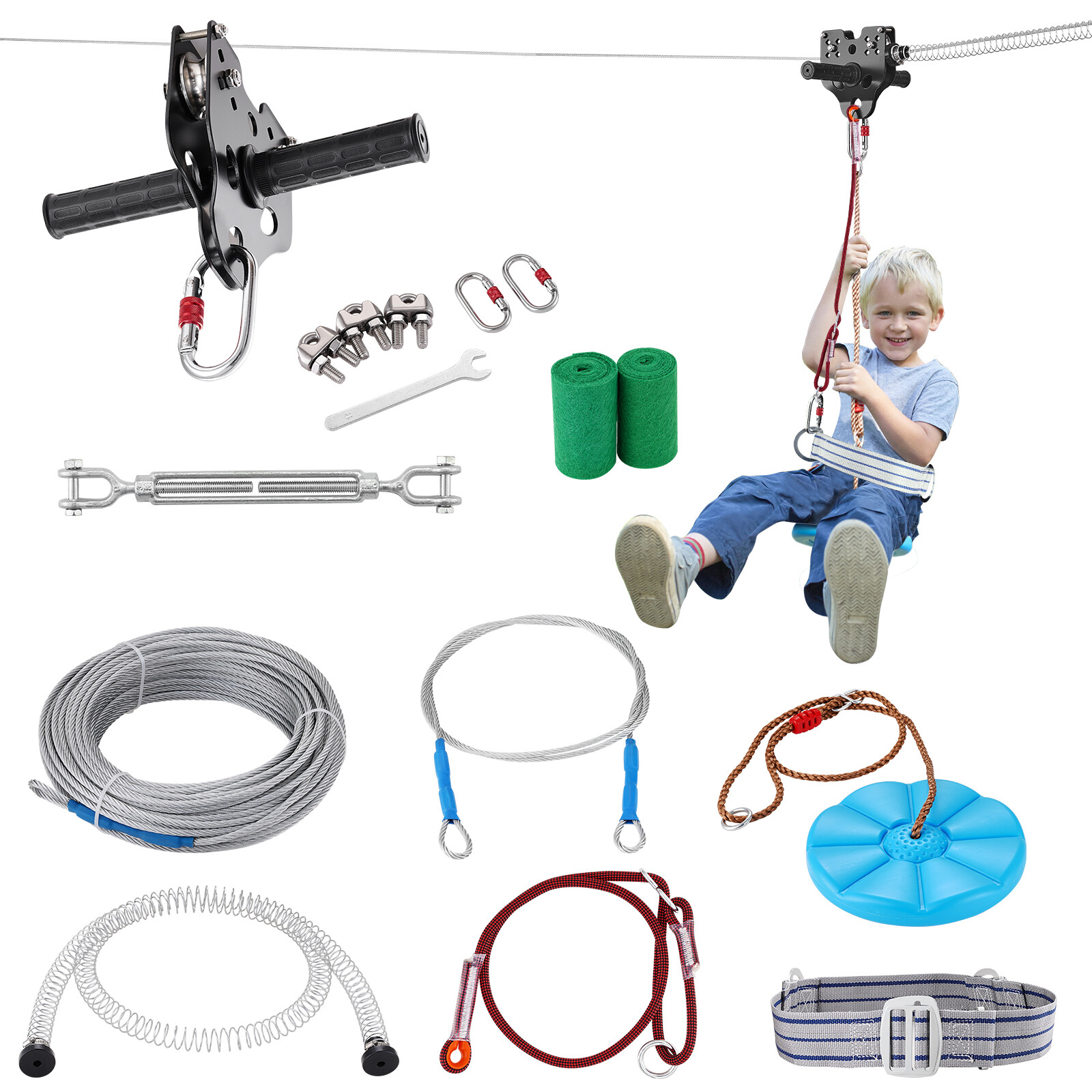 Uimoso 160 ft Zip Line Kit for Kid Adult Trolley Slackers Zipline Up to 330 lb