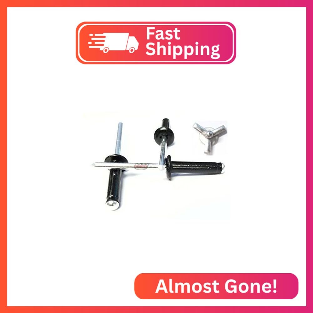 Black Exploding Pop Rivets 3/16" Tri-Fold Medium Aluminum Head Steel Mandrel .04