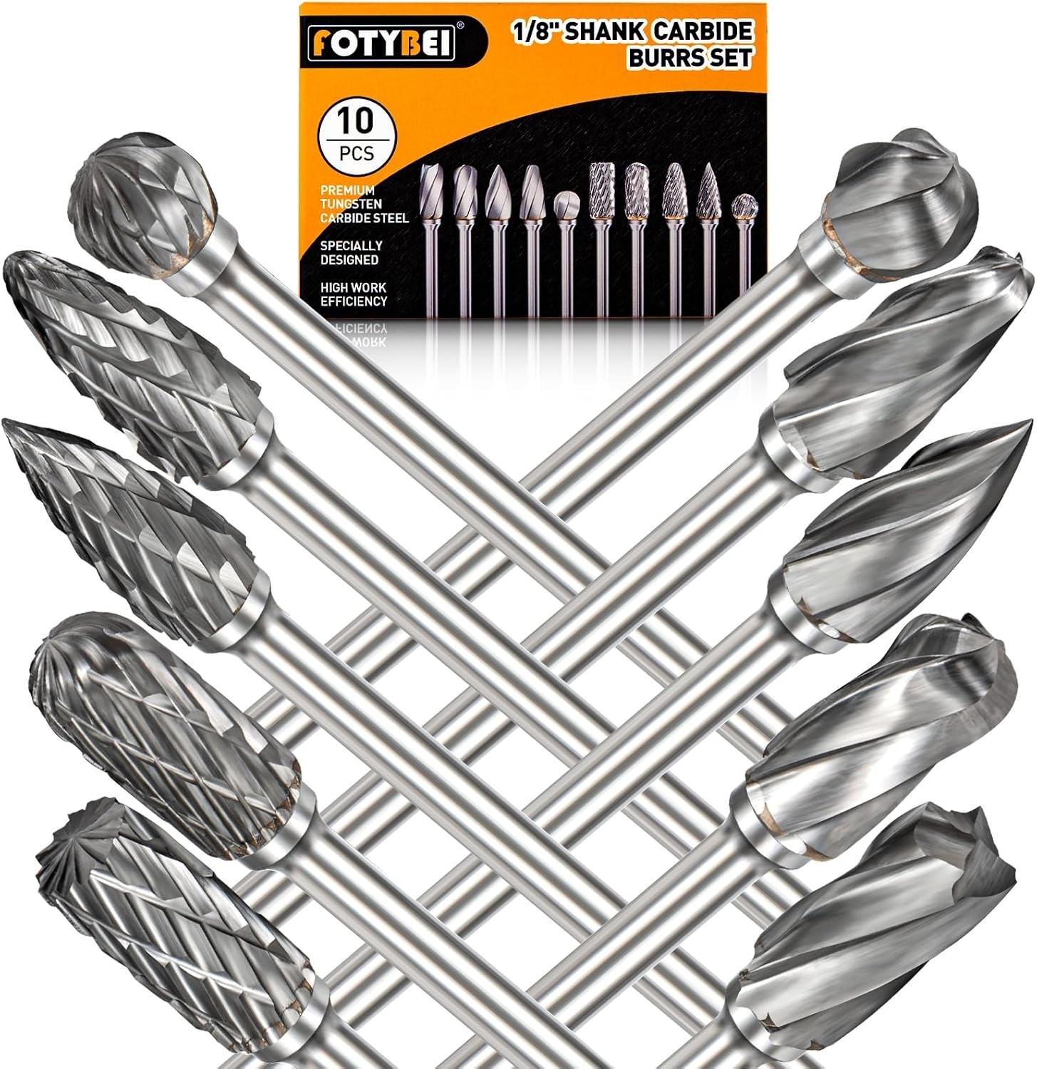 Carbide Burr Set Compatible with Dremel Rotary Tool 10Pcs Die Grinder Bits