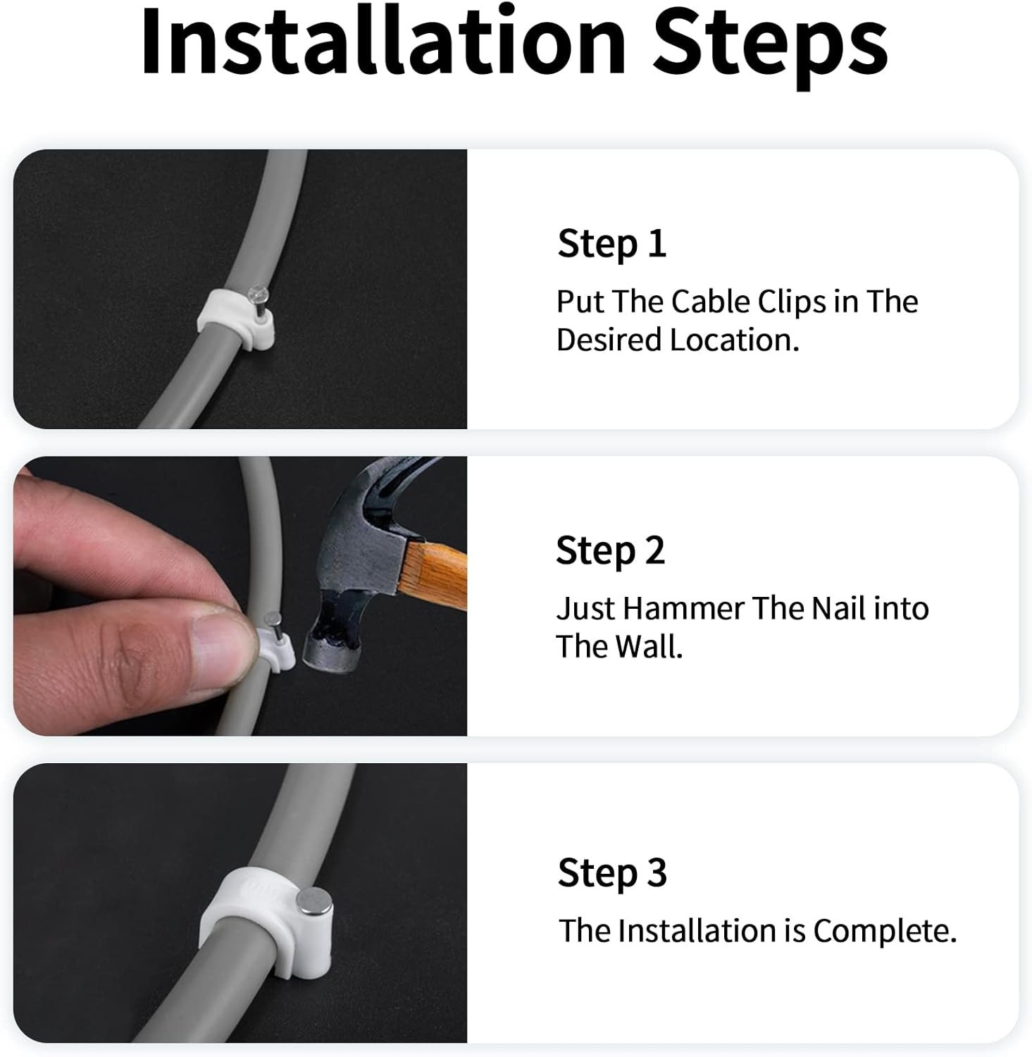 Modern 10mm Cable Clips - 100 Pcs Easy Install Wire Organizers for Home Safety